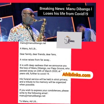 Manu Dibango loses his life from #Covid19.