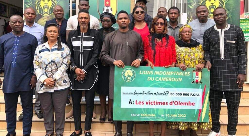 Indomitable Lions of Cameroon hand over 50million to the victims of the Olembe stampede